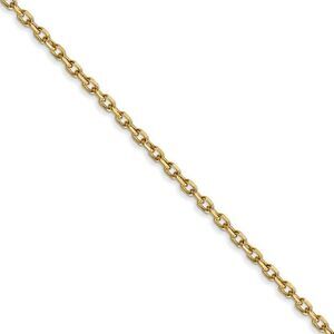 1.8mm, 14k Yellow Gold Diamond Cut Solid Cable Chain Necklace, 18 Inch